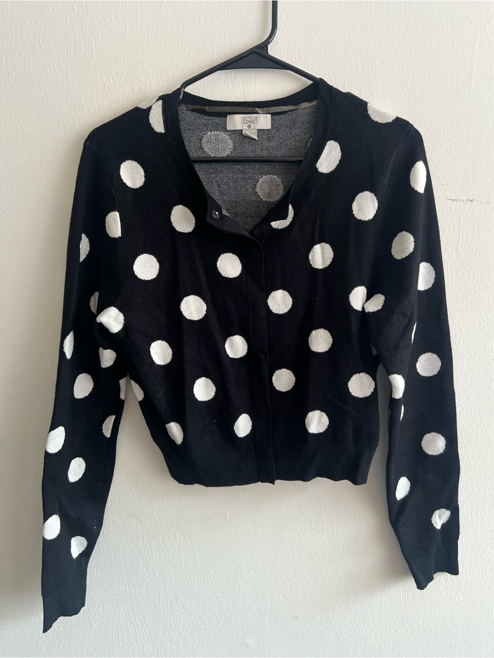 Victor Glemaud Black Cardigan with White Polka Dots